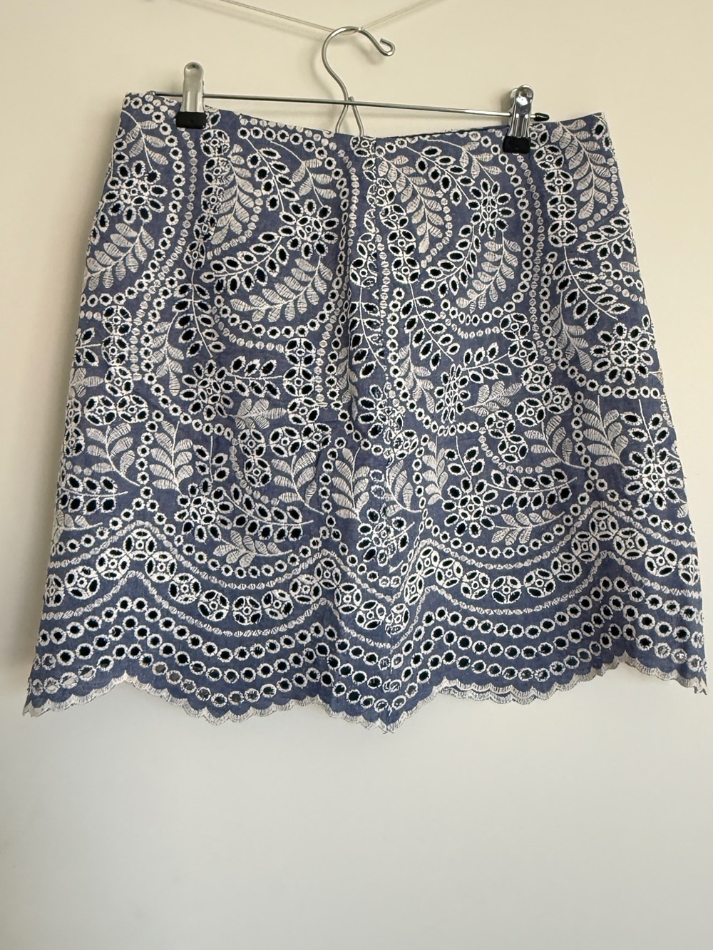 LOFT Blue and White Eyelet Lace Mini Skirt